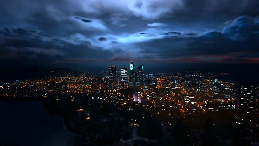 Los Santos di notte vista dall'alto